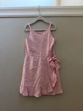 NWT Habitual Girls Light Pink Wrap Linen Sundress with Side Bow Size 10